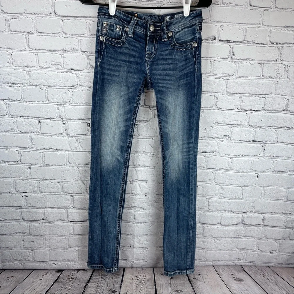 Miss Me Jean Women’s 14 (27x30.5) Low Rise Skinny Embellished Cross - Picture 3 of 12